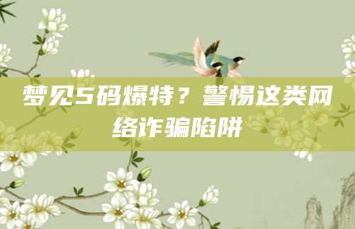 梦见5码爆特？警惕这类网络诈骗陷阱