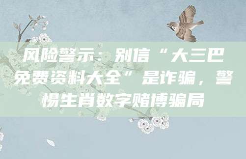 风险警示：别信“大三巴免费资料大全”是诈骗，警惕生肖数字赌博骗局