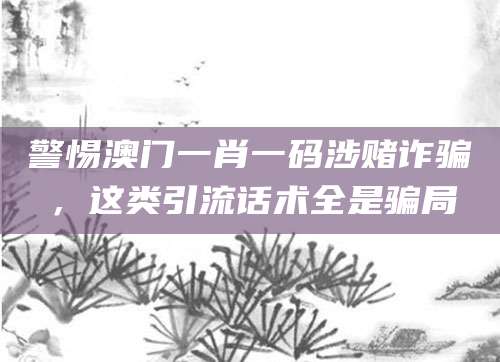 警惕澳门一肖一码涉赌诈骗，这类引流话术全是骗局