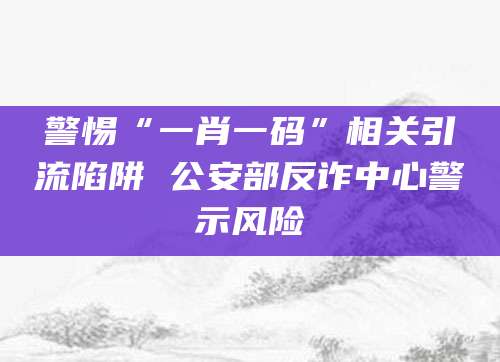 警惕“一肖一码”相关引流陷阱 公安部反诈中心警示风险