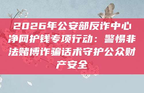 2026年公安部反诈中心净网护钱专项行动：警惕非法赌博诈骗话术守护公众财产安全