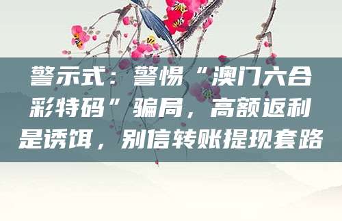 警示式:警惕“澳门六合彩特码”骗局,高额返利是诱饵,别信转账提现套路